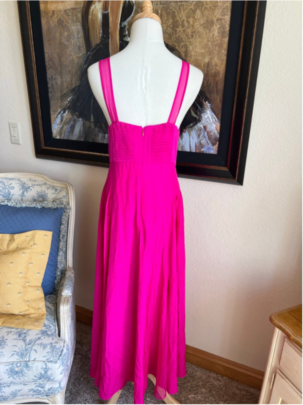 NWT LA LIGNE Pink Silk Midi Dress L - Picture 8 of 16